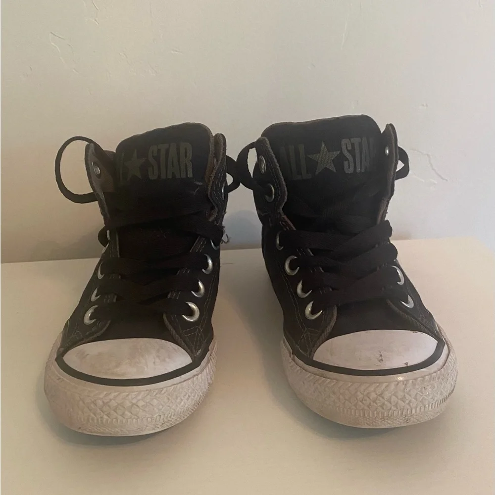 Converse Black High-Top Kids Sneakers with White Trim